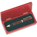 R Grip III Brass barrel pen in executive wood gift box - red pen